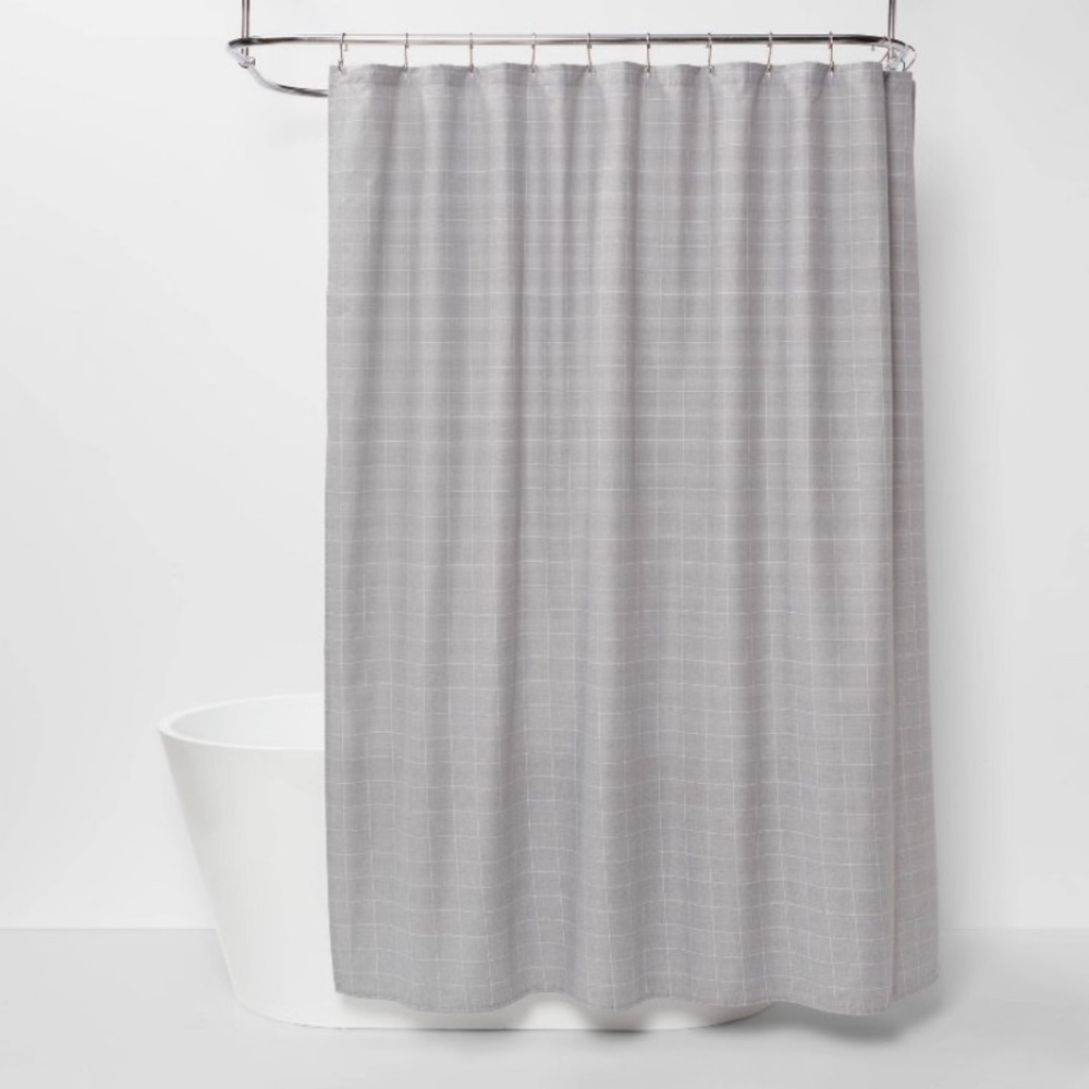 NWT- Threshold shower curtain- Gray Plaid